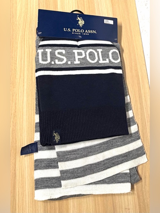 U.S. Polo Assn. Other - U.S. Polo Assn. Navy and Gray Striped winter hat and scarf